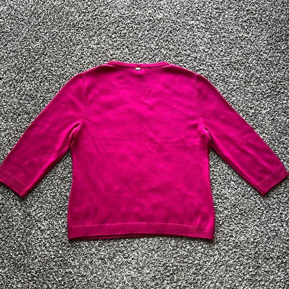 St John Sweater Womens Medium Bright Pink Feminine Chic Vneck Pullover - Picture 4 of 8